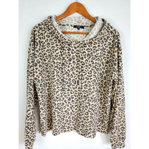 Angels Forever Young Hoodie Shirt Womens Large Brown Animal Print New - Picture 6 of 16